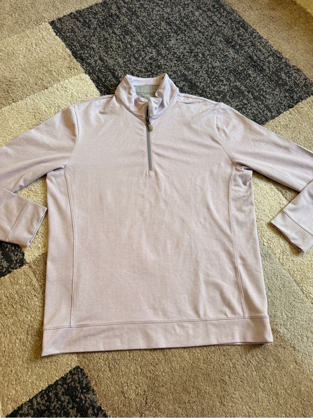 Vineyard Vines Men's Herringbone 1/4-Zip Sweater in Light Lilac Medium Pullover
